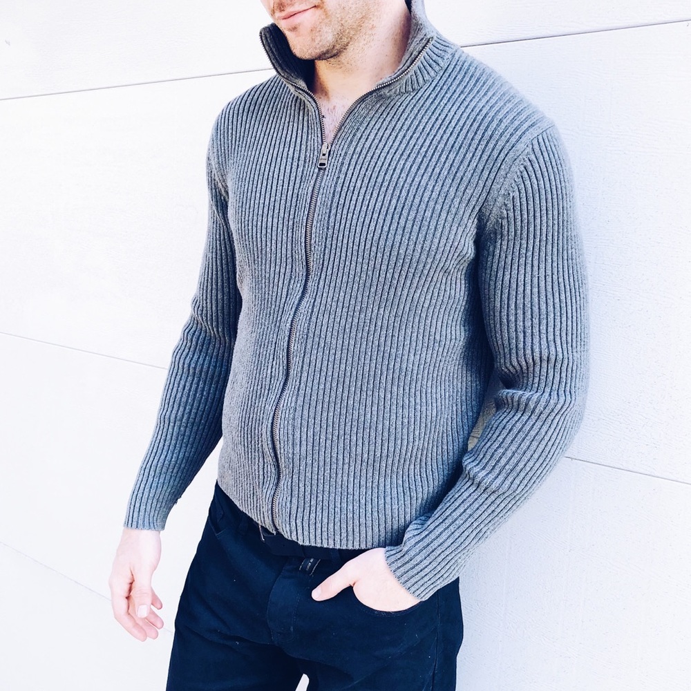 Men’s Express Ribbed Zip Up Sweater